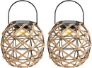 HPC Decor 2 PK Solar Lanterns-Outdoor Waterproof, Hemp Rope, Hanging Outdoor, Round Lamp Boho Decor for Garden, Yard, Patio, Porch, Pathway. by GreenHaven Gardens