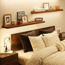 BAMEOS Floating Shelves,40 in W x 7in D Wall Mounted Wooden Shelves with Invisible Brackets Set of 2, Hanging Wall Shelves Decoration for Bedroom, Bathroom, Living Room and Kitchen,Rustic Brown by CozyNest Decor