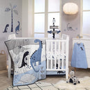 Lambs & Ivy Baby Dino Blue/White Dinosaur Nursery 6-Piece Crib Bedding Set by TinyTreasures Baby Boutique