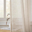 FMFUNCTEX Linen Sheer Curtains for Bedroom, Taupe Curtains 84 inches Long for Living Room, Brown Farmhouse French Flax Blend Window Draperies, Rod Pocket 2 Panels Set by CozyNest Decor