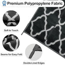 OutdoorLines Outdoor Plastic Area Rugs for Patio 4x6 ft - Reversible Outside Carpet, Stain & UV Resistant RV Mats, Straw Rug for Camping, Deck Garden, Porch and Balcony, Moroccan Black & Light Grey by GreenHaven Gardens