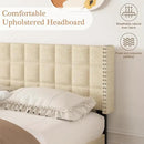VECELO Headboard King Size, Linen Upholstered Headboards Only with Nailhead Trim Wingback, Square Stitched Design, Adjustable Height from 40" to 49.8", Oatmeal by CozyNest Decor