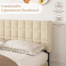 VECELO Headboard Queen Size, Linen Upholstered Headboards Only with Nailhead Trim Wingback, Square Stitched Design, Adjustable Height from 40" to 49.8", Oatmeal by CozyNest Decor