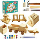 Kraftic Woodworking Building Kit for Kids and Adults, with 6 Educational Arts and Crafts DIY Carpentry Construction Wood Model Kit Toy Projects for Boys and Girls by GreenHaven Gardens