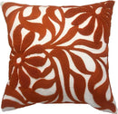 Alysheer Farmhouse Floral Leaves Embroidered Decorative Throw Pillow Cover 18x18 inches, Boho Tufted Flowers Embroidery Pattern Chic Cotton Cushion Case for Couch Bed Sofa Living Room(Burnt Orange) by CozyNest Decor