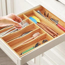 BAMEOS Bamboo Silverware Drawer Organizers, 11.9 inch Utensil Drawer Organizer for Kitchen Drawers, 7 Slots Total Large Flatware Organizer for Knives Cutlery Spoons Forks (Natural) by CozyNest Decor