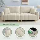 Convertible Sofa Bed, 90" Full Size Sleeper Sofa with Storage, Tufted Chenille 3 Seat Sofa Couches for Living Room, Small Spaces, Guest Room, Apartment, Beige by CozyNest Decor