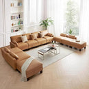 U Shape Sectionals Sofa Couch with Storage, Faux Leather 10 Seater Sofa, Big Comfy Couch, Large Sectionals for Big Space, House, Office, Tan by CozyNest Decor