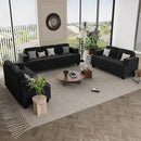 3 Pieces Corduroy Couch Set for Living Room, 7 Seats Cloud Sofa, Deep Seat Floor Couch for Bedroom, Futon Modern Sofa Sectional Bed, Black Corduroy by CozyNest Decor
