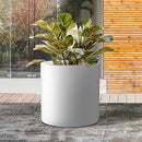 Kante 15.7" Dia Round Concrete Planter, Modern Style Large Cylindrical Plant Pot with Drainage Hole and Rubber Plug for Indoor Outdoor Patio, White by GreenHaven Gardens