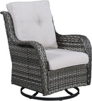 Outdoor Patio Swivel Rocker Chairs - Single Wicker Rattan Patio Swivel Rocking Chair with High Back,Deep Seating and Comfort Cushions for Deck Porch Garden,Mixed Grey/Beige by GreenHaven Gardens