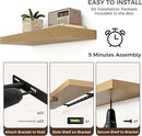 Floating Shelves - 2 Large Wall Mounted Shelves with Invisible Brackets, Long Wood Floating Wall Shelf for Living Room, Bedroom, Kitchen (Oak, 48" W x 9" D x 1.5" H) by TinyTreasures Baby Boutique