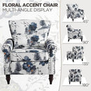 Wingback Accent Chair with Removable Pillow, High Back Floral Armchair with Solid Wood Legs & Nailhead Trim, Comfy Upholstered Reading Single Sofa Chair for Bedroom (2, Ink Blue Pattern) by CozyNest Decor