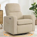 Swivel Rocker Recliner, Oversized Power Recliner Nursery Glider with Removable Cushion, Upholstered Swivel Reclining Chairs for Nursery Living Room Bedroom, Corduroy Camel by TinyTreasures Baby Boutique