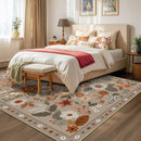 Floral 5x7 Area Rug Machine Washable Soft Print Boho Carpet Non Slip Doormat Low Pile Flower Area Rugs for Living Room Bedroom Nursery Kitchen Dining Room Indoor-Brown/Brick by TinyTreasures Baby Boutique