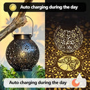 2 Pack Outdoor Solar Lantern Lights, Waterproof Tabletop LED Moroccan Lanterns, Hanging Metal Decorative Garden Lights for Patio, Lawn, Porch, Backyard by CozyNest Decor