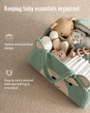 Blissful Diary Baby Diaper Caddy Organizer, Cotton Rope Diaper Caddy Basket, Large Storage Basket, Gift for Baby Shower, Newborn Essentials, Bear Roman Green by TinyTreasures Baby Boutique
