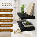 Fun Memories Black Floating Shelves 16 Inch Long, 8 Deep Floating Shelf Wall Mounted, 16 x 8 Inch Wooden Bathroom Shelves, Deep Storage Shelves for Living Room, Kitchen, Set of 2 by CozyNest Decor
