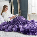 Cozy Bliss Faux Fur Throw Blanket for Couch, Fuzzy Soft Plush Thick Bubble Blanket for Sofa Bedroom Living Room, 60 * 80 Inches Tie-dye Purple by CozyNest Decor