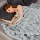 Touchat Luxury 1000GSM Faux Rabbit Fur Throw Blanket, Super Heavy Warm Cozy Grey Blankets for Couch Bed Sofa, Ruched Plush Fuzzy Elegant Soft Reversible Mink Blanket for Living Room Bedroom by CozyNest Decor