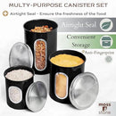 Moss & Stone 3-Piece Black Canisters Sets For The Kitchen, Airtight Canister Set With See Through Window, Storage Jars for Coffee Container, Tea Organizer & Sugar Canister, Black Kitchen Canisters by CozyNest Decor