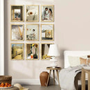 Vittanly 9x12 Picture Frames Set of 9, Shatter Resistant Plexiglass, Display 6x8 Pictures with Mat or 9x12 without Mat, Photo Frames for Wall or Tabletop, Engineered Wood, OAK by CozyNest Decor