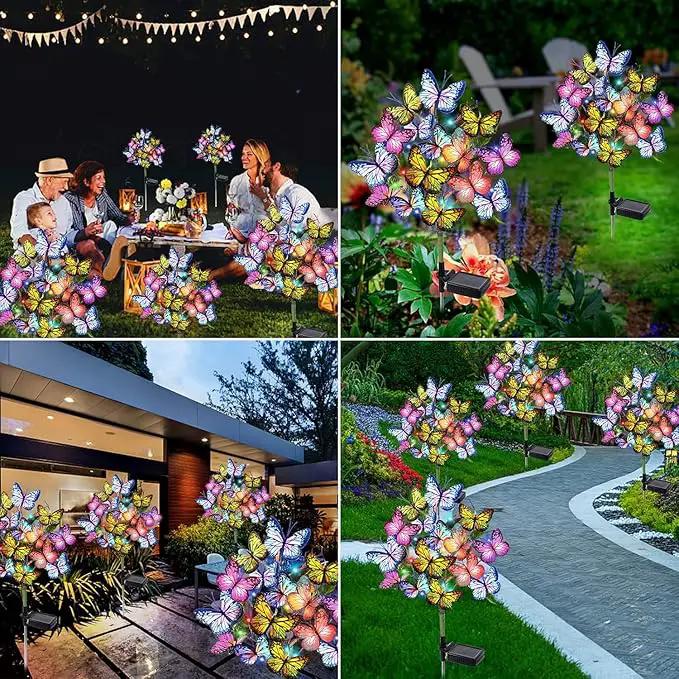 Solar Garden Lights Outdoor Waterproof Decorative Solar Lights Outdoor 8 Pack with 176 LED 136 Butterfly Flower Garden Decor Yard Decorations Patio Lawn, Gifts for Mother's Day Mom Women, photo 4 of 9