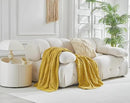 Longhui bedding Chunky Cotton Knit Throw Blanket for Couch, Sofa, Bed, or Chair, Decorative Breathable Fall Cable Knit Blanket 60 x 80 Inches, Large Mustard Yellow by CozyNest Decor