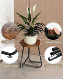 Indoor Plant Stand,Mid Century Wood Stand Plant Table,Modern Plant Stool for Outdoor,Metal Tall Holder for Flower Pots,Small Round Side End Table (Rustic Brown, 15 inch set of 2) by GreenHaven Gardens