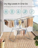 SONGMICS Clothes Drying Rack, with Sock Clips, Metal Laundry Rack, Foldable, Space-Saving, Free-Standing Airer, with 2 Height-Adjustable Gullwings, Indoor Outdoor Use, Gray ULLR052G01 by TinyTreasures Baby Boutique