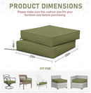 Patio Chair Cushions 22 X 22 X 4 Inch Waterproof Outdoor Seat Cushions for Patio Furniture, Outdoor Sofa Couch Pads with Ties & Handle, Set of 2, Light Green by GreenHaven Gardens