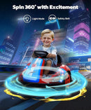 ELEMARA Bumper Cars for Kids with Big Wheels, 2.2 Mph, 12v Electric Ride On Toys with Remote Control, 360 Degree-Spin Bumper Car for Toddlers with DIY Stickers, Bluetooth, Music, LED Light, Red by TinyTreasures Baby Boutique