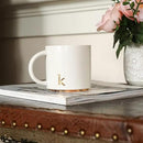 COLLECTIVE HOME - Monogram Ceramic Mugs, 15 oz Golden Initial Coffee Cups, Elegant Alphabet Tea Mugs, Elegant Personalized Mug with Gift Box, Luxurious Cups for Office and Home (k) by CozyNest Decor