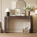 55" Sofa Table with Oval Top and 2 Drawers, Entryway Console Table with Fluted Design for Hallway,Foyer,Entry and Living Room (Fully Assembled-Espresso) by CozyNest Decor