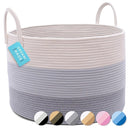 OrganiHaus Large Laundry Basket, Woven Cotton Rope Basket for Blankets, Toy Storage, Nursery Hamper, Living Room Decor Organizer, Soft & Durable Hamper with Handles, 20x13 inches - Gray by TinyTreasures Baby Boutique