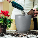 10 Inch Plant Pot, Ceramic Planters for Indoor Plants with Drainage and Saucer, Large Flower Pot for Home and Garden Decor, Light Gray by GreenHaven Gardens