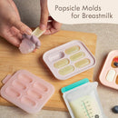 Moonkie Baby Fruit Feeder with Freezer Tray, BPA Free Silicone Food Feeder for Infant Self Feeding, Breastmilk Popsicle Molds, Mesh Feeder with Two Pouches, Baby Shower Gifts 4 Months+, 1 Pack by TinyTreasures Baby Boutique