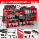 Large Power Tool Organizer Wall Mount with Charging Station,4 Layer Heavy Duty Metal Tool Storage Shelf Loads 600lbs,Battery Utility Rack With 4 Outlet Power Strip with 8 Cordless Drill Holder by GreenHaven Gardens