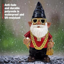 Better Office Products Garden Gnome Statue, 12" Height, Handcrafted Waterproof, UV-Resistant Polyresin Lawn Patio Porch Ornament Decoration (Bling Rapper with Solar Light) by GreenHaven Gardens