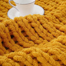 Battilo Chunky Knit Throw Blanket, Soft and Thick Chenille Throw Blanket, 50"x60" Handmade Cable Knit Crochet Blanket, Large Rope Knot Throw Blankets for Couch Sofa Bed Home Decor, Mustard by CozyNest Decor
