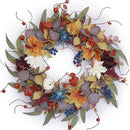 Fall Wreaths for Front Door Outside 24 Inch Autumn Wreath with Pumpkins, Silk Leaves & Purple Flowers Autumn Wreaths for Front Door, Halloween Wreath Decoration, Thanksgiving Decor by CozyNest Decor