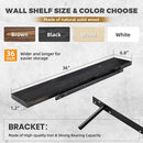 36"x6.8"x1.2" Solid Wood Floating Shelves 2-Pack - Rustic Black Finish with Hidden Brackets, Perfect for Storage and Décor in Living Room, Kitchen, Bedroom by CozyNest Decor