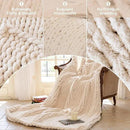 Chunky Knit Blanket - Luxury Soft Cozy Extra Large Size (80 * 90) Throw Blanket,100% Woven Blanket Rope Knot Throw Blanket for Couch, Sofa, Home Decor, Gift - Machine Washable（Cream） by CozyNest Decor