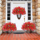 ‌20 Bundles Artificial Flowers for Outdoors‌ with 6 Faux Butterflies, UV Resistant ‌Fake Flowers‌ with Eucalyptus Leaves, ‌Artificial Plants Outdoor‌ for Patio Garden Porch Home Decor (Red) by CozyNest Decor