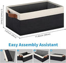 GhvyenntteS Storage Baskets for Shelves 12 Pack, Fabric Storage Bins with Leather Handles, Foldable Rectangular Storage Baskets for Organizing Home, Office (Black/White, 11.8" x 7.87" x 5.11") by CozyNest Decor