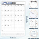 GuassLee Large Wall Calendar 2025-2027, 22"x15" Big Academic Wall Calendar 19-Month Sept. 2025 - Mar. 2027, 2026 Hanging Wall Planner with Julian Date Big Grid for Home School Office Planning by TinyTreasures Baby Boutique