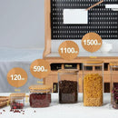 22oz Airtight Square Spice Containers with Bamboo Lid Set of 6 (650ml) Kitchen Pantry Organization Jar Stackable Spice Jar, for Sugar, Tea, Cookies and Coffee beans (‎with Black Lable) by CozyNest Decor