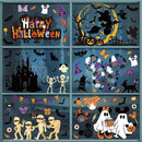Halloween Window Clings - 9 Sheets 129 Pcs Cute Happy Halloween Window Decorations Indoor for Home Party Eyes Pumpkin Ghost Bats Stickers for Glass Double-Sided Removable Static Glass Decals by CozyNest Decor