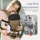 Baby Carrier with Lumbar Support, Cozy Baby Carrier Newborn to Toddler with Adjustable Seat Size, Ergonomic Infant Carrier with 3-Way Carry, Front Facing Toddler Hodler Carrier for Mom & Dad, Leopard by TinyTreasures Baby Boutique