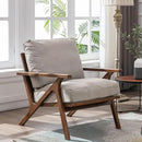 Wahson Mid Century Armchair, Accent Armchair, with Wood Frame and Canvas Cushions, Leisure Slipper Chair for Living Room/Bedroom, Beige by CozyNest Decor